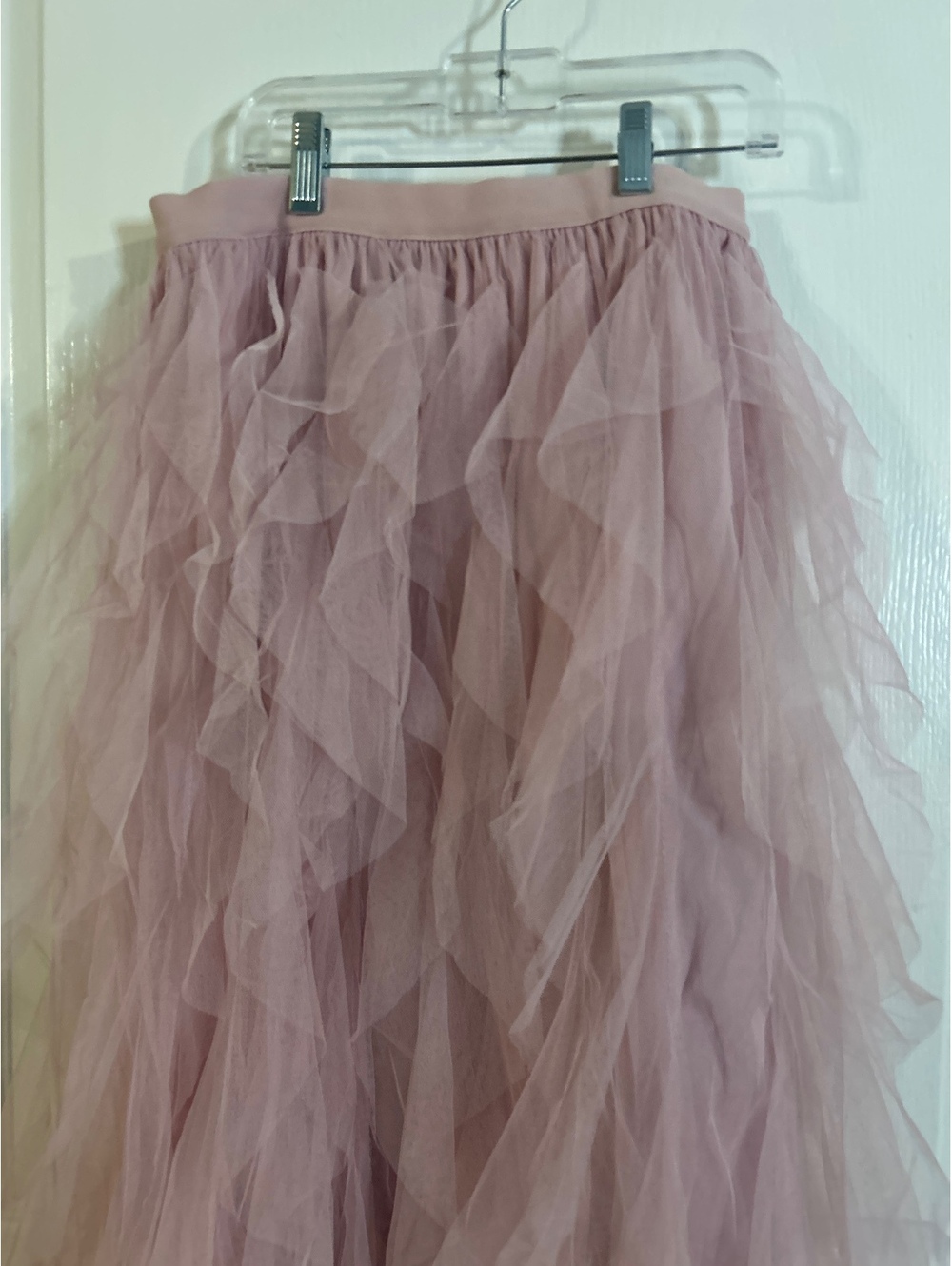SOHO APPAREL Pink Ruffled Tulle Midi Skirt Size M